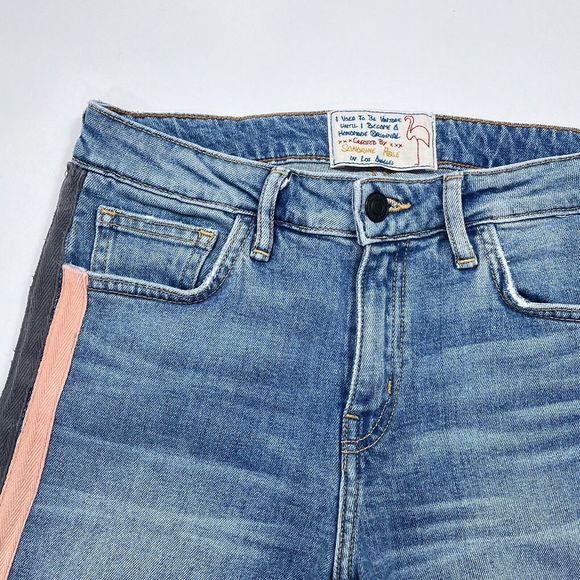 Sandrine Rose Jeans Women's‎ Size 25 Skinny Mid Rise Medium Wash Tuxedo Stripe - Picture 5 of 12